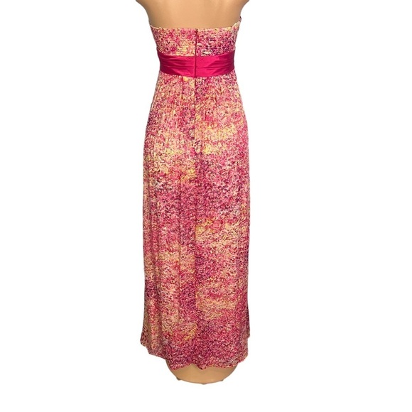 BCBGMaxazria Metallic Silk Kai Begonia Sleeveless Pink Maxi Dress - Picture 9 of 11